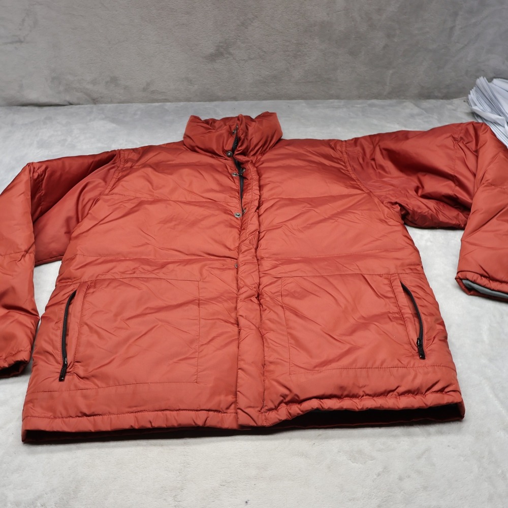 Banana Republic Down Jacket Mens Medium Orange Puffer Insulated Light Pack Warm